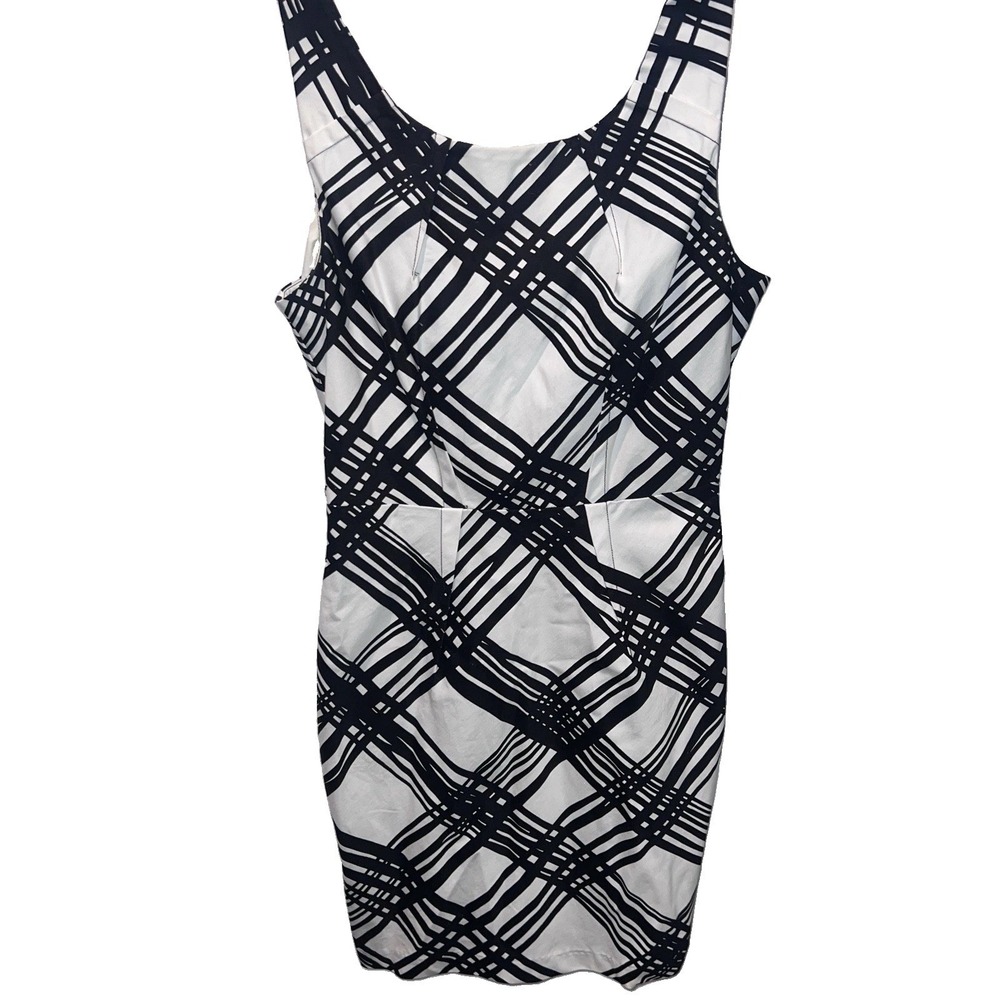 Heart Soul Dress Women S White Plaid Sheath Midi Zipper Sleeveless Casual